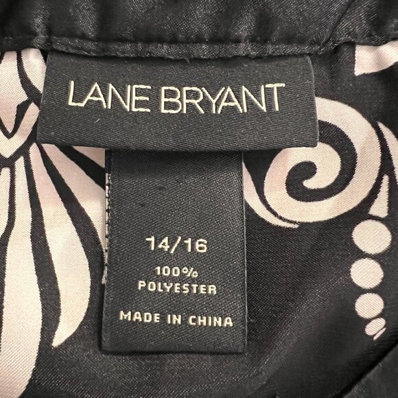 Lane Bryant Plus Black/White Satin Tunic/Blouse - Picture 5 of 7